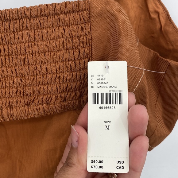 Anthropologie Seamed Corset Bra Top In Mango Smocked Stretchy Back Size Medium - Picture 8 of 8